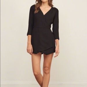 A&F black wrap front 3/4 sleeve skort romper 2